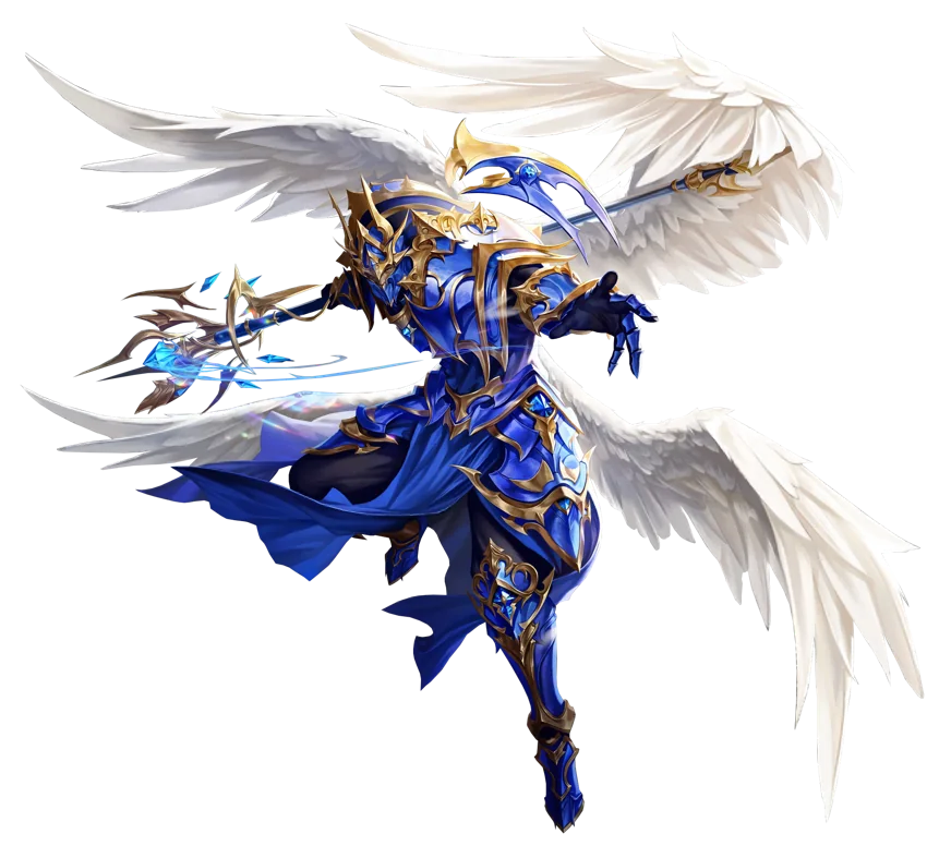 Personagem de MU Online com armadura e asas